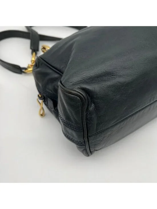 Loewe Shoulder Bag Black Anagram Embossed Nappa Leather Chain Vintage - Picture 8 of 13